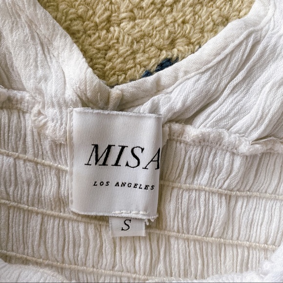 🐚 MISA LOS ANGELES BOHO WHITE FLORAL EMBROIDERY COLD SHOULDER LONG SLEEV… - Picture 6 of 16